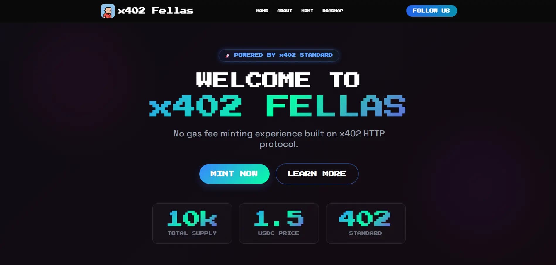 x402 Fellas NFT Collection & Gas-Free Minting Platform